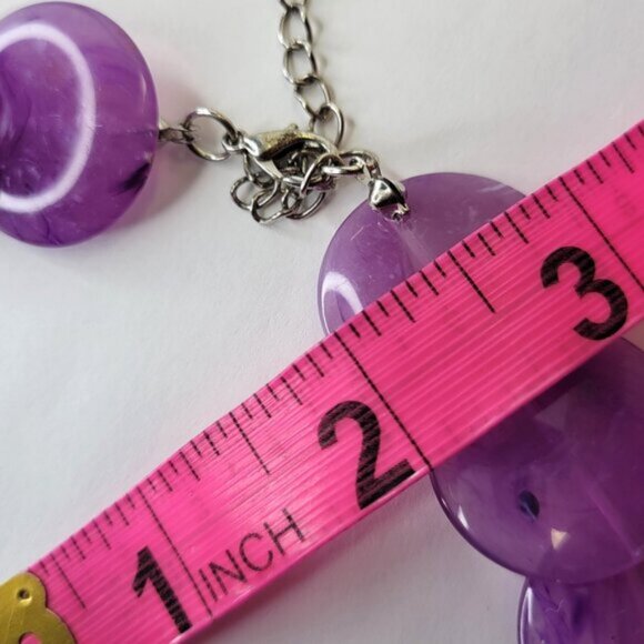 Vintage Purple Statement Choker Necklace Lucite Purple Bead Necklace - Picture 5 of 8